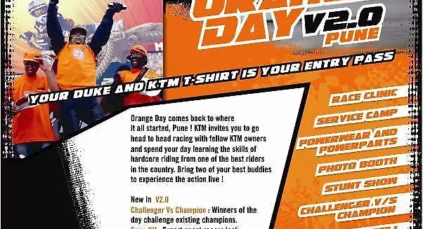 KTM Orange Day Version 2.0 Pune date announced KTM Orange Day Version 2.0 Pune date announced