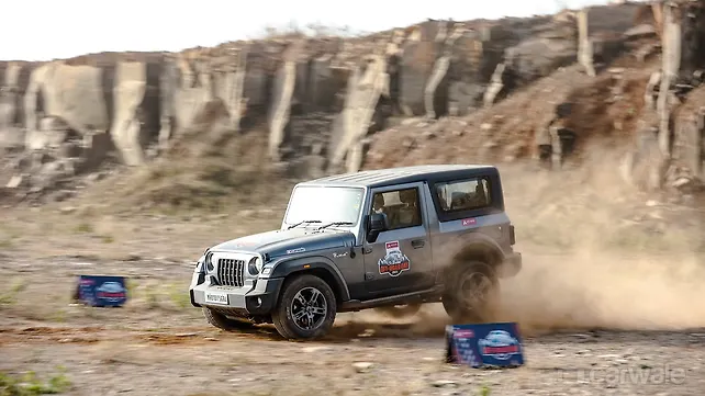 Mahindra Thar . front left three quarters Three quarters front left