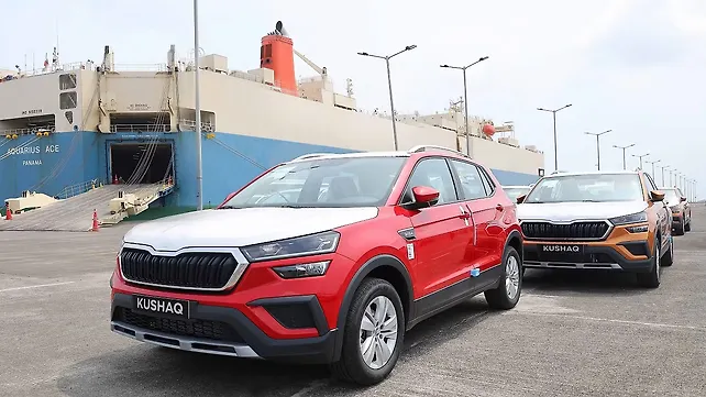 Kushaq is the first-ever locally-built Skoda model to be exported from India, and the first consignment is headed to Arab Gulf Cooperation Council (AGCC) countries Kushaq is the first-ever locally-built Skoda model to be exported from India, and the first consignment is headed to Arab Gulf Cooperation Council (AGCC) countries