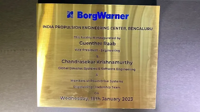 BorgWarner Engg Center Plaque BorgWarner Engg Center Plaque