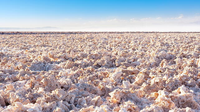 Lithium reserves in the salar de atacama at the Atacama desert in Chile