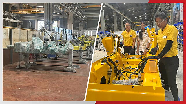 Left - New assembly line set up at CASE Pithampur; Right - All women team assembling a CASE dozer