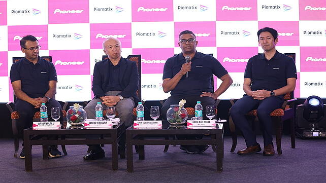 LtoR- Arvin Baalu, Chief Product Officer, Mobility Product Company; ShiroYahara, President and CEO, Pioneer; Siva Subramanian, Chief Innovation Officer, Mobility Consumer Company; Hideaki Ishii, Managing Director, Pioneer India