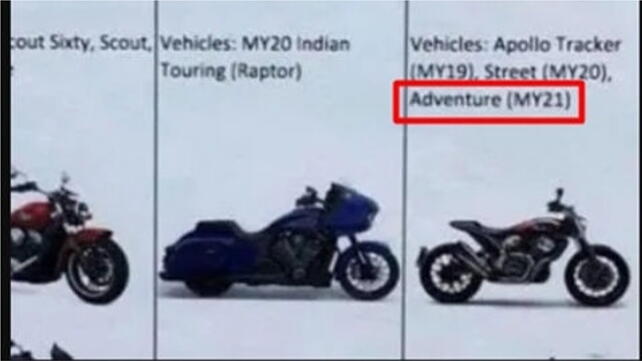 Indian FTR 1200 Indian Adventure bike leaked document 