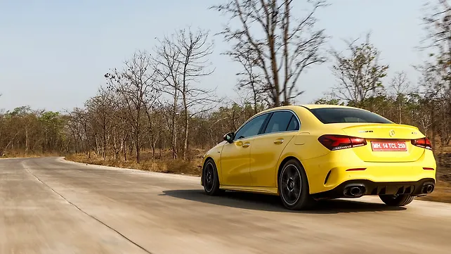 Mercedes-Benz AMG A35 Limousine Left Rear Three Quarter Mercedes-Benz AMG A35 Limousine Left Rear Three Quarter