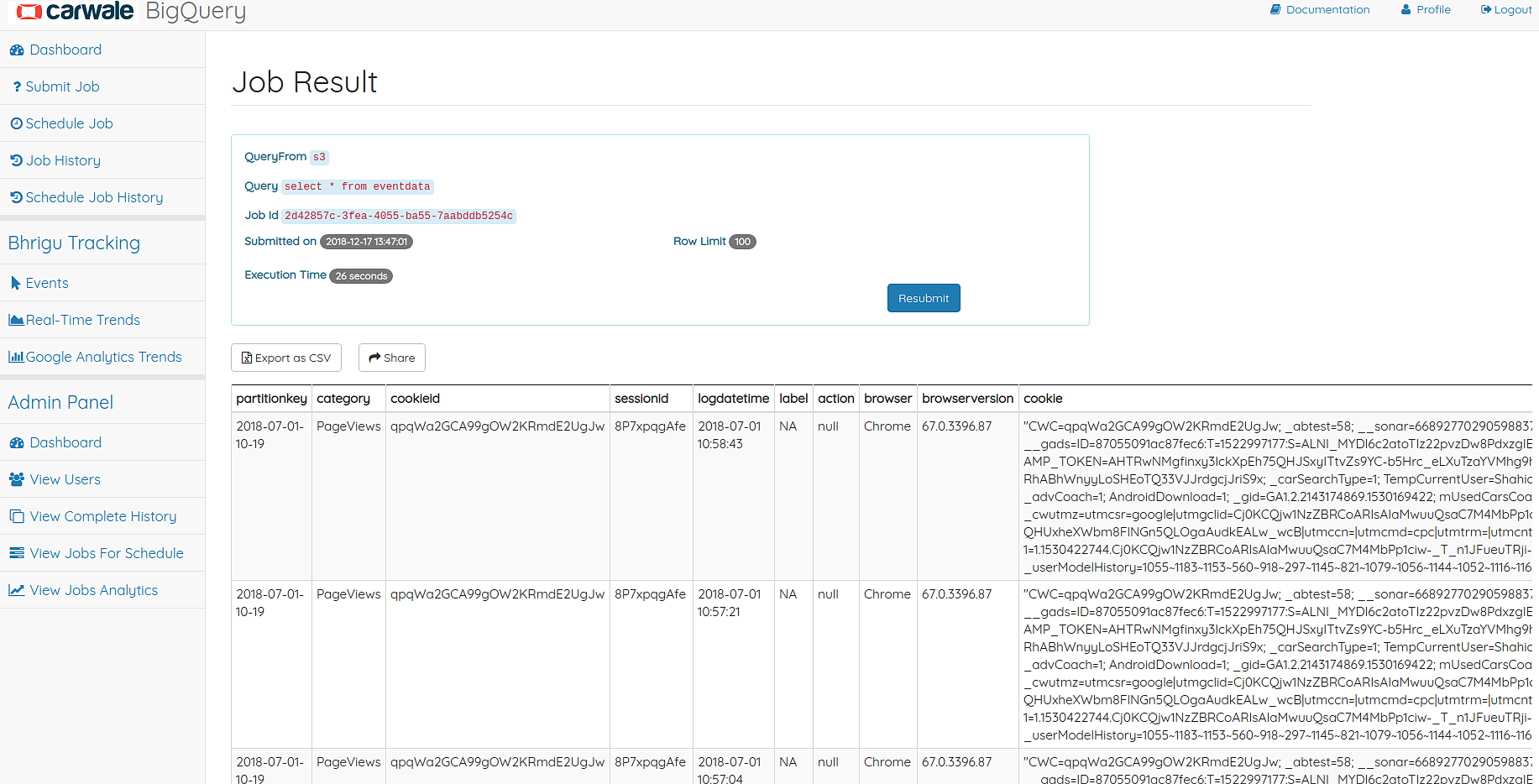 Get data input page