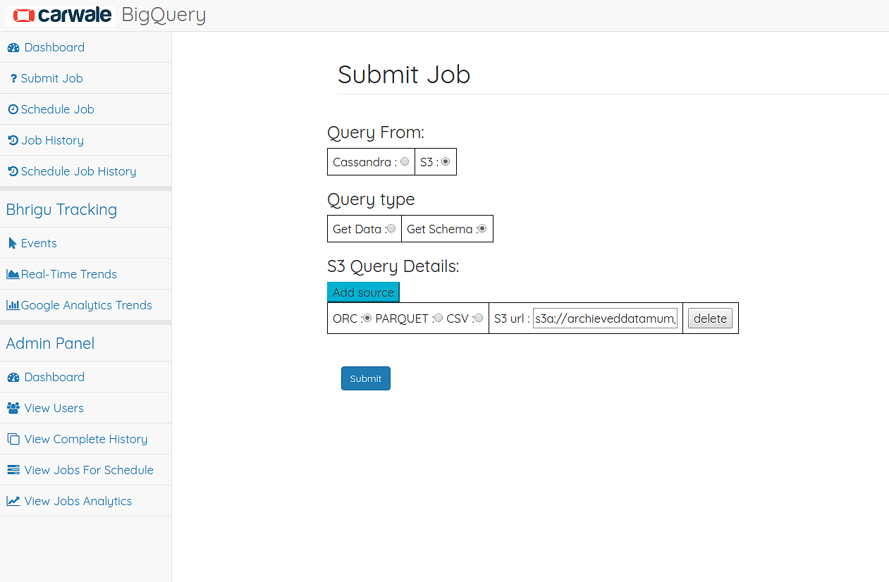 Get schema input page