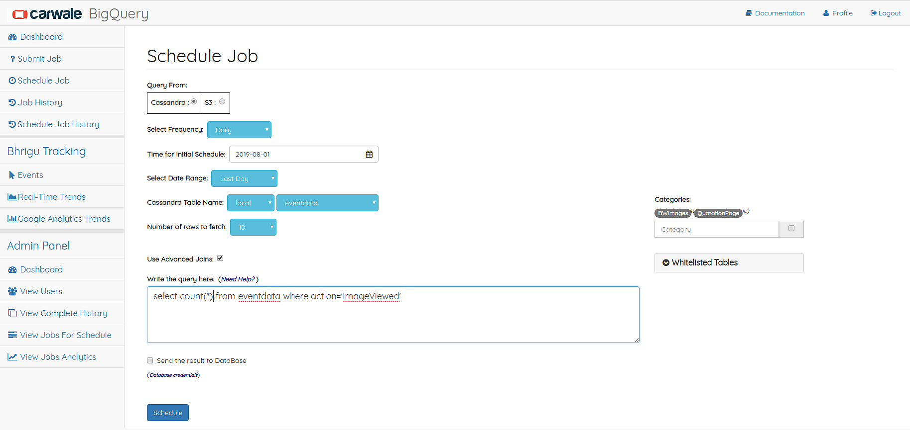 Job Schedule Page