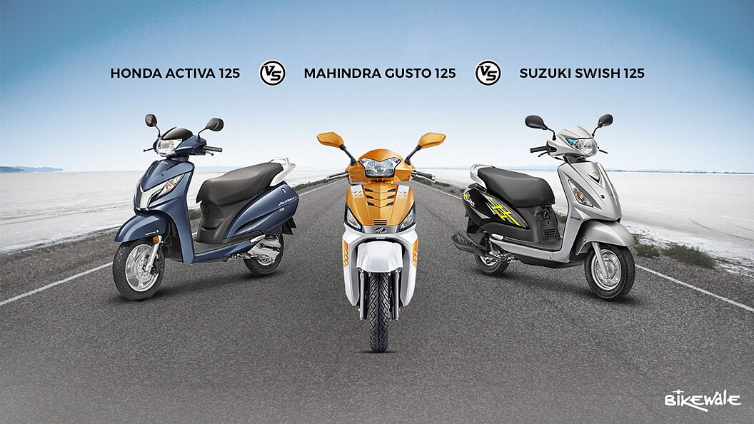 Mahindra Gusto 125 vs Honda Activa 125 vs Suzuki Swish 125 Spec comparison  - BikeWale