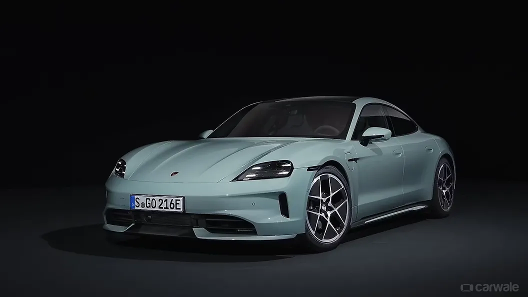 पोर्शे टायकन लेफ्ट फ्रंट थ्री क्वार्टर