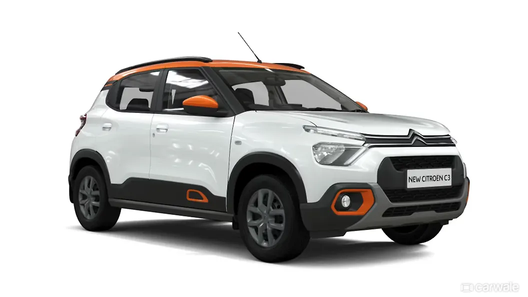Citroen C3 Polar White with Zesty Orange roof Colour CarWale