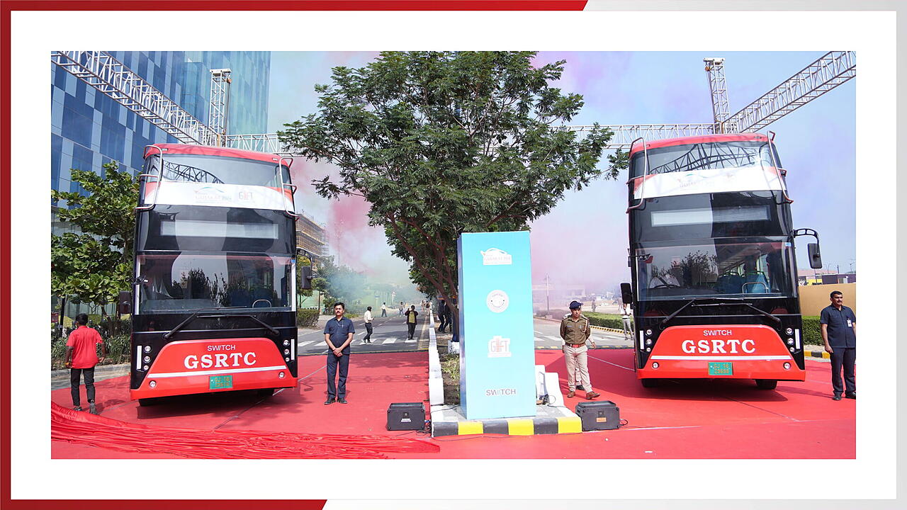 GSRTC Flags Off SWITCH EiV 22 Double Decker Buses mobility outlook