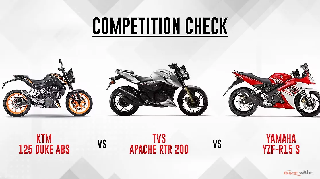 KTM 125 Duke ABS vs TVS Apache RTR 200 4V ABS vs Yamaha YFZ-R15 S – Competition check KTM 125 Duke ABS vs TVS Apache RTR 200 4V ABS vs Yamaha YFZ-R15 S – Competition check