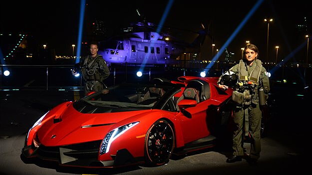 World premiere of Lamborghini's Veneno Roadster on Italian aircraft carrier  - CarWale