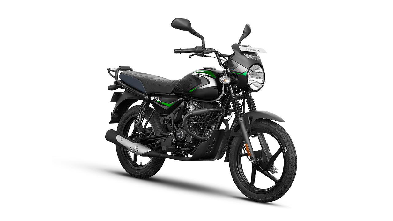 Bajaj Ct 125x Ebony Black With Green Decals Disc Colour All Ct 125x Colour Images Bikewale