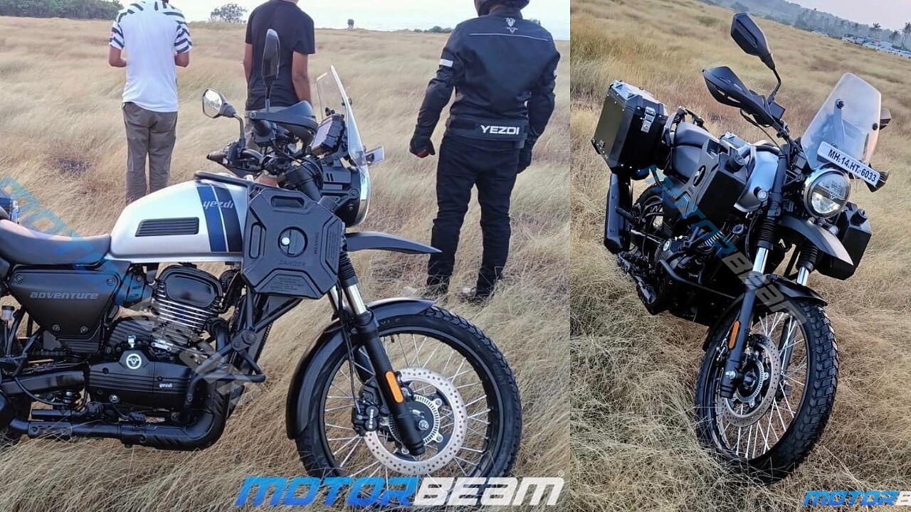 Upcoming Yezdi Adventure Tourer spied undisguised and with accessories
