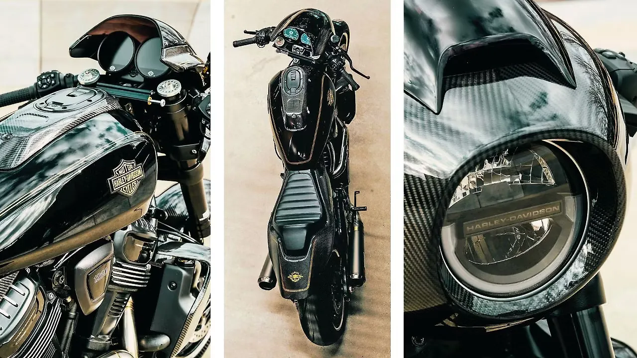 ภาพด้านหลังของรถจักรยานยนต์ฮาร์เลย์-เดวิดสัน