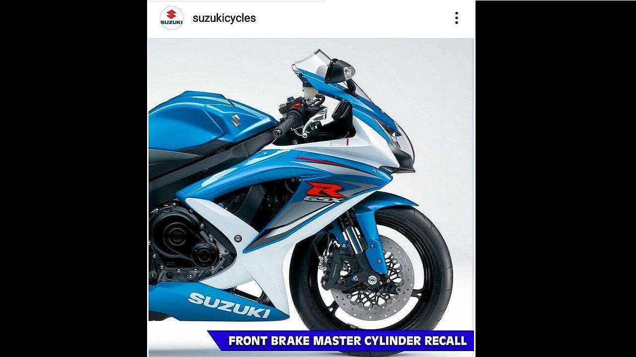 Select Suzuki GSX-R models recalled over brake master cylinder issue