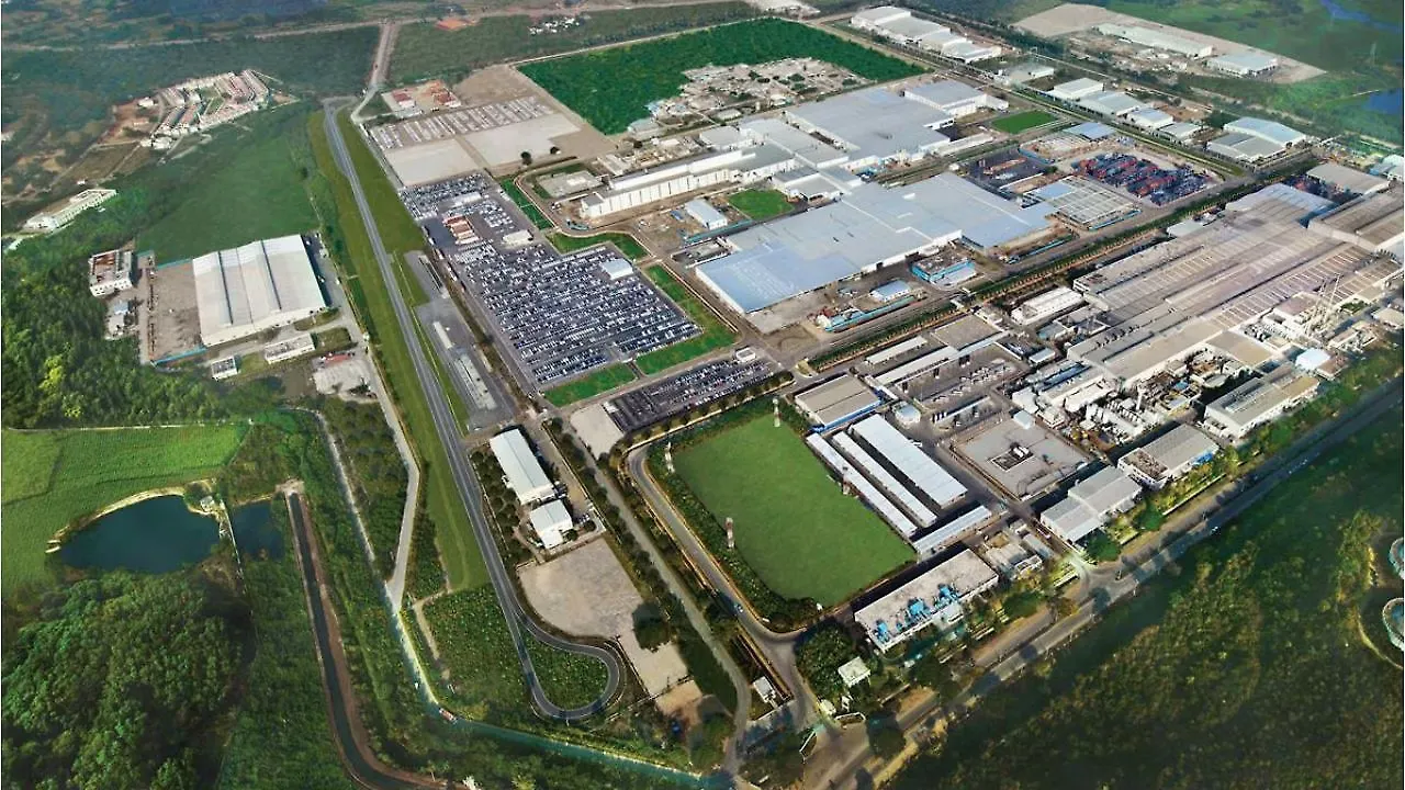 Aerial view of the Toyota Kirloskar Motor manufacturing facility in Bidadi, Karnataka