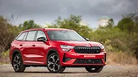 स्कोडा Kodiaq RS ठीक सामने तीन चौथाई