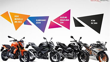 Benelli BN 302 vs Kawasaki Z250 vs KTM Duke 390 vs Suzuki Inazuma