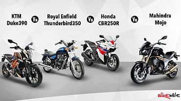 Mahindra Mojo vs KTM Duke390 vs Royal Enfield Thunderbird350 vs Honda CBR250R: Spec Comparison