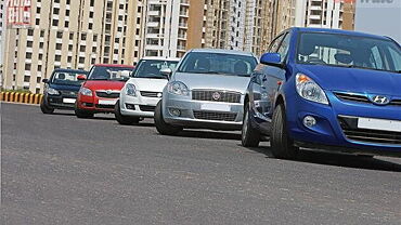 Fiat Linea vs Ford Fiesta vs Hyundai i20 vs Maruti Suzuki Swift Dzire vs Skoda Fabia.