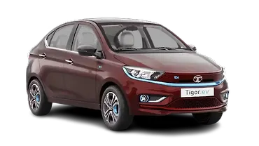 टाटा टिगोर ईवी ठीक सामने तीन चौथाई