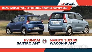 Maruti WagonR vs Hyundai Santro AMT - real-world fuel efficiency figures compared