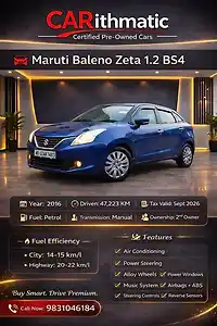 2016 मारुति सुज़ुकी बलेनो ज़ेटा 1.2 1 2016 मारुति सुज़ुकी बलेनो ज़ेटा 1.2 1
