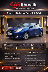 2016 Maruti Suzuki Baleno Zeta 1.2 1 2016 Maruti Suzuki Baleno Zeta 1.2 1