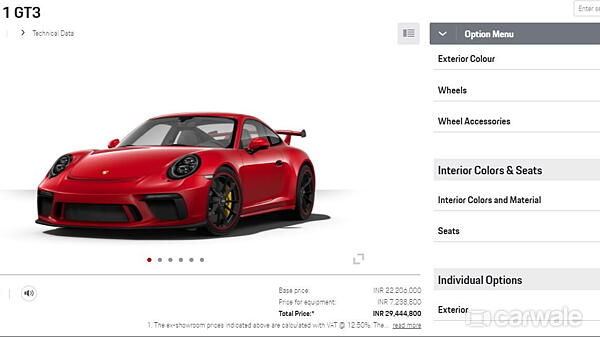 porsche car configurator india