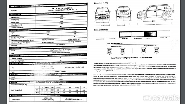 2019 Maruti WagonR brochure leaked ahead of launch - CarWale