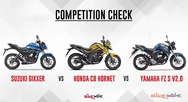 Honda CB Hornet 160R vs Yamaha FZ S V2.0 vs Suzuki Gixxer ...
