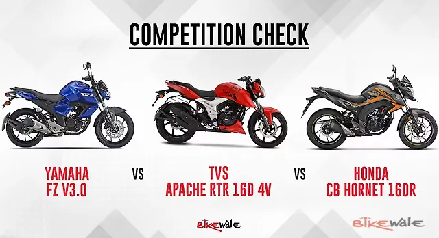 Yamaha Fz V3 0 Vs Tvs Apache Rtr 160 4v Vs Honda Cb Hornet 160r Competition Check Bikewale Yamaha Fz V3 0 Vs Tvs Apache Rtr 160 4v Vs Honda Cb Hornet 160r Competition Check Bikewale