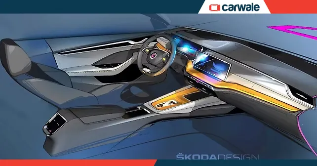 India-bound new Skoda Octavia interior teased in design sketch - CarWale