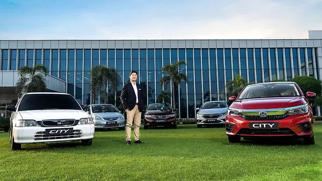 Takuya Tsumura with all 5 Genrations of Honda City Takuya Tsumura with all 5 Genrations of Honda City