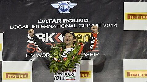 Sylvain Guintoli (Aprilia) clinches the 2014 WSBK championship