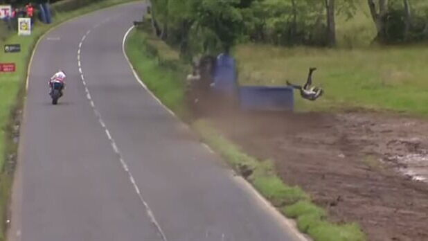 Guy Martin crashes out of Dunrod 150