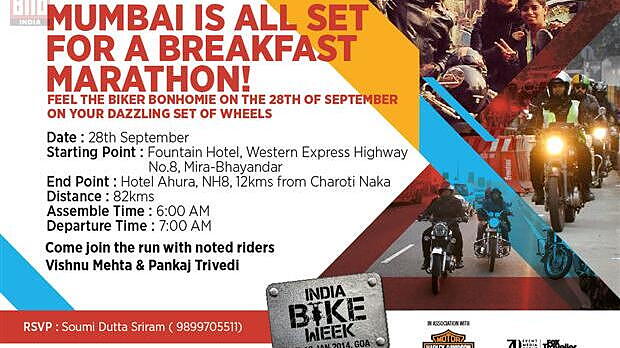 2014 India Bike Week -Mumbai Chai & Pakoda ride to be held this Saturday
