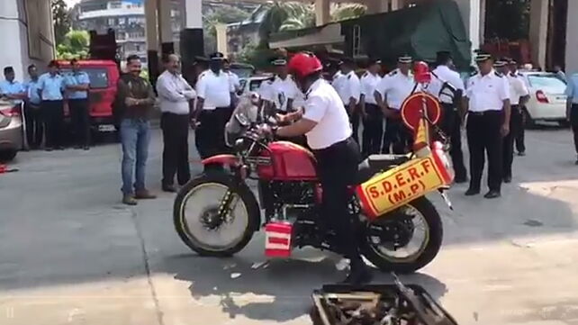 Mumbai fire brigade tests fire-fighting equipped Royal Enfield Himalayan