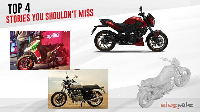 Top 4 stories you shouldn’t miss- Hero 200cc bike patent design leaked, Aprilia and Vespa get Connectivity system, Updated Bajaj Dominar spied testing, Top 4 bikes to look forward to this Diwali