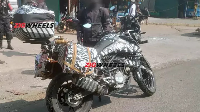 2019 KTM 390 Adventure spied testing with luggage boxes