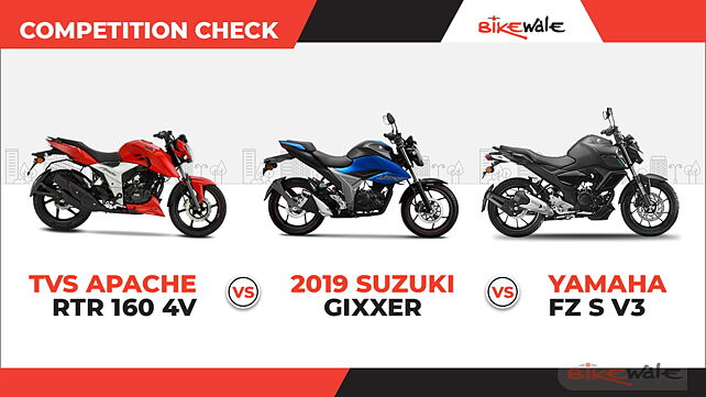 2019 Suzuki Gixxer vs TVS Apache RTR 160 4V vs Yamaha FZ S V3 – Competition Check