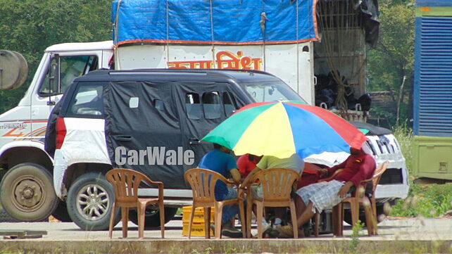 Mahindra TUV300 spied during commercial shoot