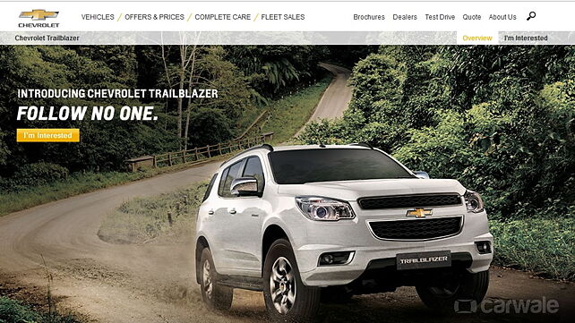 Chevrolet Trailblazer official webpage goes live