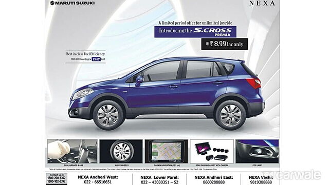 Maruti S-Cross Premia edition launched at Rs 9.15 lakh