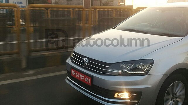 Volkswagen Vento with revised headlamp cluster spotted testing