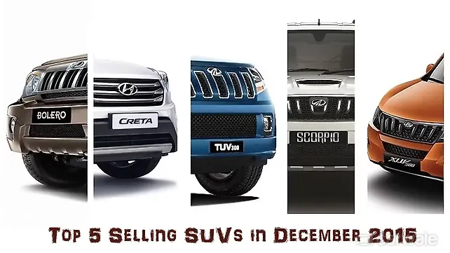 Top 5 Bestselling SUVs in December 2015 Top 5 Bestselling SUVs in December 2015