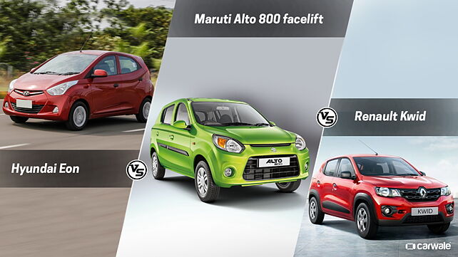Spec comparison: Maruti Suzuki Alto 800 facelift vs Renault Kwid vs Hyundai Eon